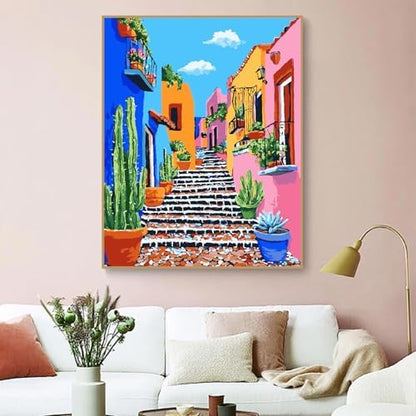 ZRIZQ Paint by Numbers Kit for Adults Beginner,Cityscape Cactus,16x20 - Image 3