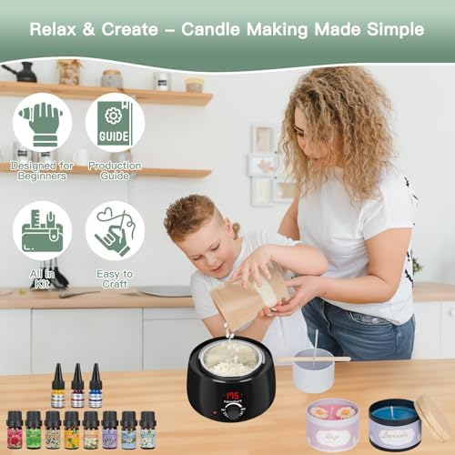 ZEROMX 161PCS Candle Making Kit for Beginners with Digital Wax Melter - Image 7