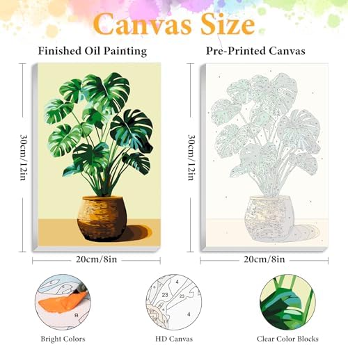 Framed Paint by Numbers Kit for Adults, Tropical Plant Decor 8x12 Inch - Image 2