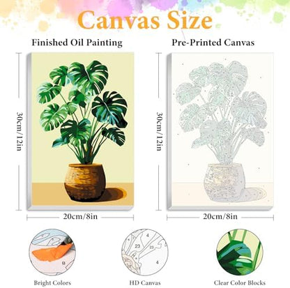Framed Paint by Numbers Kit for Adults, Tropical Plant Decor 8x12 Inch - Image 2