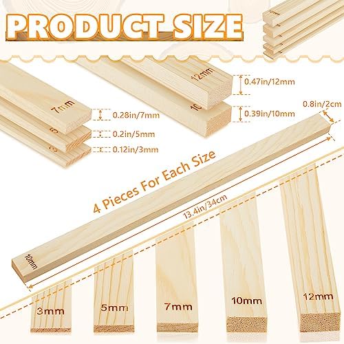 Sasylvia 20 Pcs Clay Pottery Rolling Pin Guides,5 Size,Wood Color - Image 2