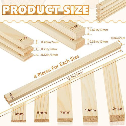Sasylvia 20 Pcs Clay Pottery Rolling Pin Guides,5 Size,Wood Color - Image 2