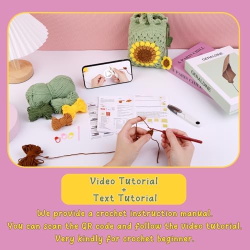 Pnytty Crochet Kit for Beginners, Sunflower Phone Bag Crochet Kit for DIY - Image 3