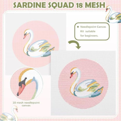 XunYee Needlepoint Canvas Kit, Swan - Image 3