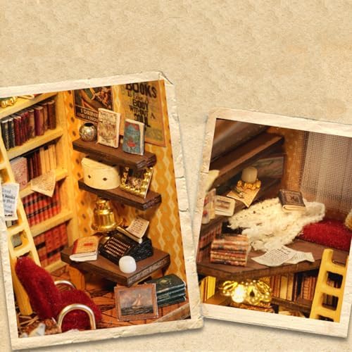 MAGQOO DIY Miniature Dollhouse Kit with Furniture 1:100 Scale Creative Room Mini Wooden Doll House Accessories DIY Miniature House Kit(Garys Collection Room) - Image 6
