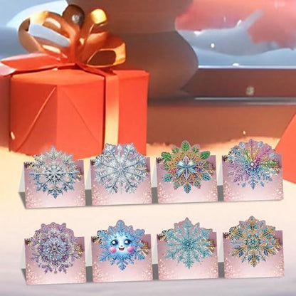 jinglinhh 8pcs Diamond Art Painting Winter Snowflake Greeting Cards with Envelopes, DIY Card Making Kits for Adults, Diamond Art Postcards Christmas Cards Craft Gifts - Image 4