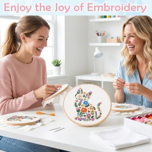 Nuberlic Embroidery Kit for Beginner,Floral Embroidery Practice Kit - Image 5