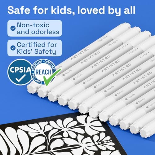 ARTISTRO White Dual-Tip Acrylic Paint Marker Pens - Set of 12 - Image 6