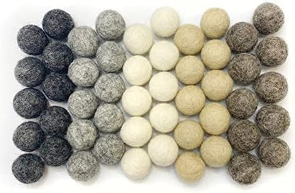 Wildflower by hu hands Weathered Naturals Wool Felt Balls (50) Pom Poms in Neutral Earth Tones for Crafts, Garland, & Decor .8-1 Inch Size | Hand Felted in Nepal 100% NZ Wool | Bag Included by WildflowerbyHuHands