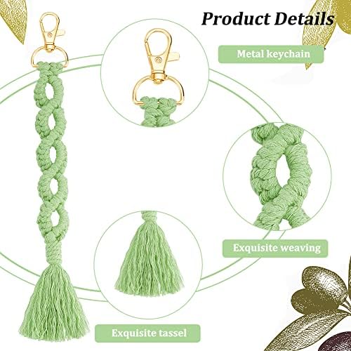 INFUNLY 8 Set DIY Macrame Wristlet Keychain Kits for Adults Colorful Macrame Cord Knotting Kit Boho Mini Macrame Tassel Keychain with Instruction + Video for Car Key Purse Phone Wallet Charm - Image 3