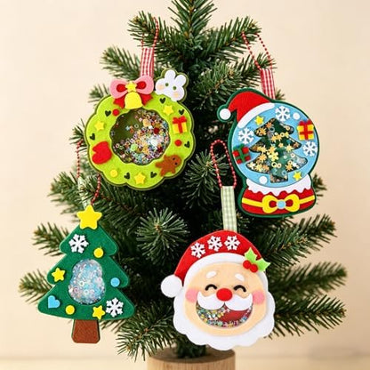 Oagminu 4Pcs Christmas DIY Felt Shaker Ornaments Kit, Xmas Tree Hanging Craft Decor Santa Snowman Wreath for Holiday Party Home Decoration（Christmas） - Image 4