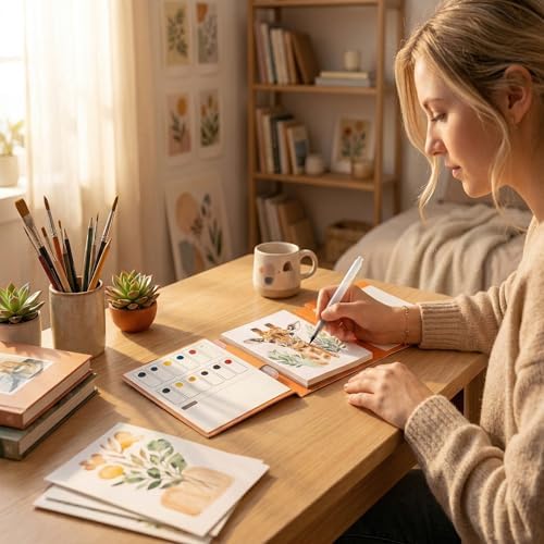 2026 Breathly Stress Relief Watercolor Books Painting Kit, All-in-One DIY Watercolor Art Kit, Paint-with-Water Portable Painting Art Book with 12-Color Pigment Dot Card & Water Brush Pen, Tri-Fold Pocket Painting Set, Relaxing Creative Kit for Beginner... - Image 2
