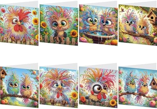 8pcs DIY Diamond Art Greeting Cards Kit with Envelopes&Tools - Create Your Own Sparkling Birthday, Thank You, Holiday Cards for Adults & Beginners(Humorous Bird) by Unknown