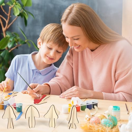 COCHIE DIY 3D Wood Crafts to Paint, Paintable Unfinished Wooden Slices for Craft, Mushrooms Cutouts Ornaments for Painting Decorations (24 PCS) - Image 4