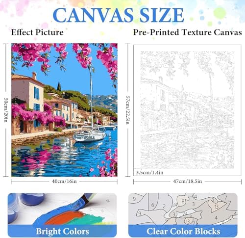 ZRIZQ Landscape Paint by Numbers Kit for Adults Beginner,City Scape,16x20 - Image 2