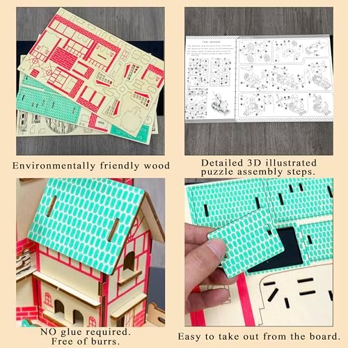 Log Cabin 3D Wooden House Puzzle,DIY Mini Building Model Kit，015 - Image 3
