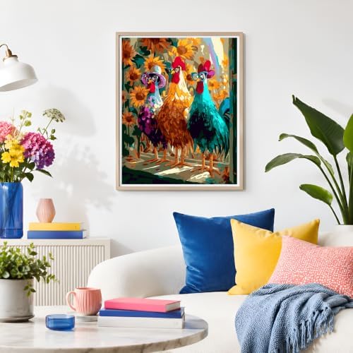 NXIKYO Chicken Paint by Numbers Kit for Adults Beginner, Three Roosters Adult Paint by Number Kits on Canvas, DIY Acrylic Oil Easy Painting by Numbers for Home Wall Decor 16 X 20 inch (Without Frame) - Image 6