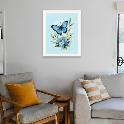 Nature Paint by Numbers Kit for Adults - DIY Blue Butterfly with Floral Bouquet Painting on Canvas 16x20 Inches, Acrylic Paint Set, Suitable for Beginners, Botanical Art for Home Decoration or Gifts - Image 4