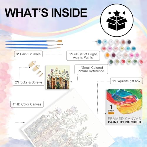 Yezavesu Book Framed Paint by Numbers Kit for Adults 10x 10 inch, Flowers - Image 5