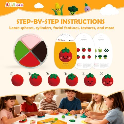 ARTPAR Air Dry Clay Kit for Kids - 12 Vegetable Modeling Magic Clay Set - Image 4