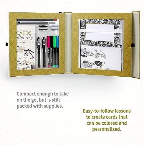 SpiceBox Learn Calligraphy Set for Beginners with Greeting Cards for Adults, Learning Hand Lettering and Penmanship, Art and Craft Kit - Image 3