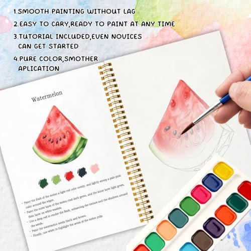 12 Patterns Summer Watercolor Set, Beach Vacation Painting Book for Beginners, Capture Sunny Vibes Watercolor Workbook, Relaxing DIY Art Gift for Women and Adults, Holiday Relaxation Kit - Image 4