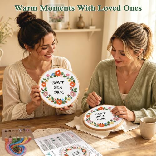 Louise Maelys Funny Quote Embroidery Kit for Beginners, Floral DIY Craft - Image 7