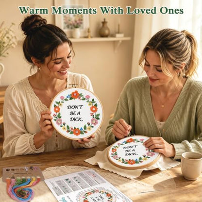 Louise Maelys Funny Quote Embroidery Kit for Beginners, Floral DIY Craft - Image 7