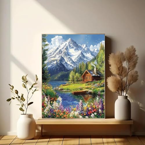 Eiazuiks Stamping Cross Stitch Kit, Snow Mountain Counting Cross Stitch Kit for Adult Beginners, Full Line DIY Stitching Kit for Home Decor Cross Stitch Patterns 12x16 inches - Image 3