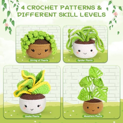 Crochetta Crochet Kit for Beginners, Crochet Starter Kits for Adults with Step-by-Step Video Tutorials, Learn to Crochet Kit Kids, Knitting Craft Supplies, Crochet Plants Indoor Home Decor(40%+ Yarn) - Image 3