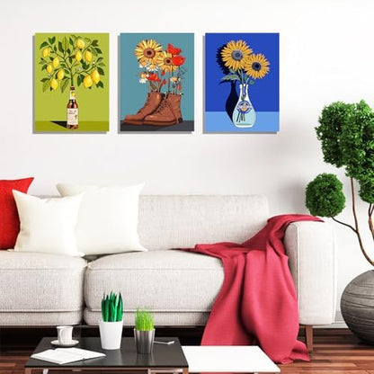 TINY FUN 6 Pack Paint by Numbes kit for Adults Beginners DIY Paint by Numbers Acrylic Paint Canvas Colorful Flowers Painting Kits Art Craft Gift for Home Decor16x20 Inch（Without Frame） - Image 6