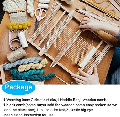 Weaving Loom Kit,Wooden Multi-Craft Weaving Loom Tapestry Loom Large Frame 9.85x 15.5inch,DIY Hand-Knitting Weaving Machine with Loom Stick Bar for Kids, Adult and Beginners Handcraft Loom - Image 3