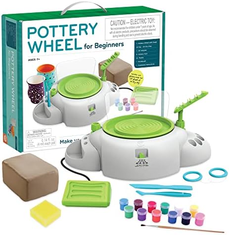 MindWare Pottery Wheel for Beginners – Kids Pottery Kit with Air-Dry Clay, Tools, and Paints, Creative Arts and Crafts Toy for Ages 7 and Up by MindWare