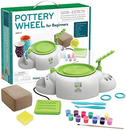 MindWare Pottery Wheel for Beginners – Kids Pottery Kit with Air-Dry Clay, Tools, and Paints, Creative Arts and Crafts Toy for Ages 7 and Up by MindWare