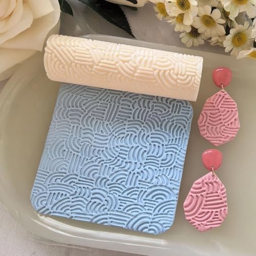 3Pcs Polymer Clay Texture Roller Work with Polymer Clay Cutters for DIY Earrings Jewelry Making Craft Supplies - Image 4