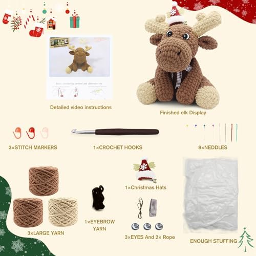 CODGP Crochet Kit for Beginners, 11.8-Inch Elk Crochet Kit for Adults - Image 3