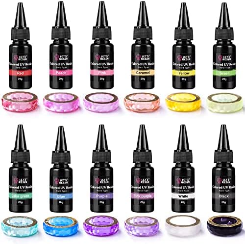 LET'S RESIN UV Resin Kit, 12 Colors Clear Colored UV Resin(20g Each) by LETSRESIN