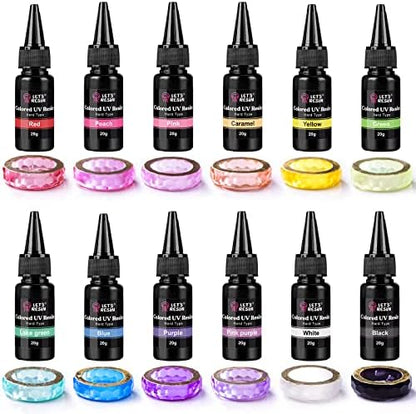 LET'S RESIN UV Resin Kit, 12 Colors Clear Colored UV Resin(20g Each) by LETSRESIN