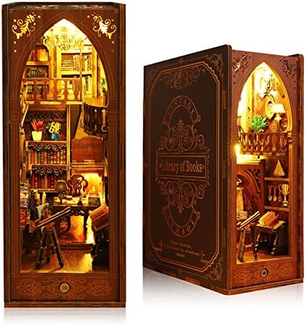 3D DIY Book Nook Kit - DIY Miniature House Kit for Adults, Teens and Beginners, Dollhouse Booknook Library Tiny House Bookshelf Decor 3D Wooden Puzzle, Mini Library of Books Model Build Gift by QIANLING