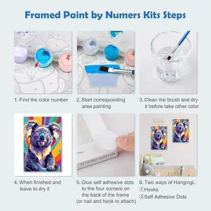 MOGTAA Koala Paint by Numbers Kit for Adults Beginners with Frame, Animal Adult Paint by Number Kits on Canvas with Easel, Easy DIY Oil Painting Kits for Home Decor, 8x12in - Image 6