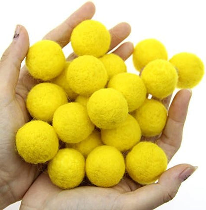 Zasy 30mm Needle Wool Felt Balls Foam Filled Wool Felt Pom Pom Home Decor DIY (Yellow) - Image 4