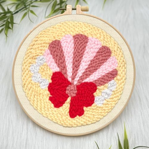 ERKOON Punch Needle Kit Adults Beginners, DIY Easy Sea Animals Embroidery Set for Starter Art Craft, Needling Punch Project with Patterns, Tools, Yarns, Hoop, Instruction (Shell) - Image 4