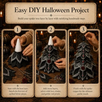 2026 New Christmas & Halloween DIY Quilted Fabric Tree Kit, 3D Layered Sewing Craft Set for Beginners, Christmas Tree Quilt Kit, Handmade Tabletop Holiday Decor, Gift for Craft Lover - Image 3