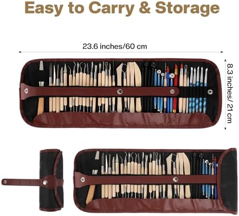 44 Pcs Clay Sculpting Tools Kit, Double Sided Polymer Clay Tool Set for Pottery, Ceramics and Air Dry Modeling, with Carrying Case Bag - Image 2