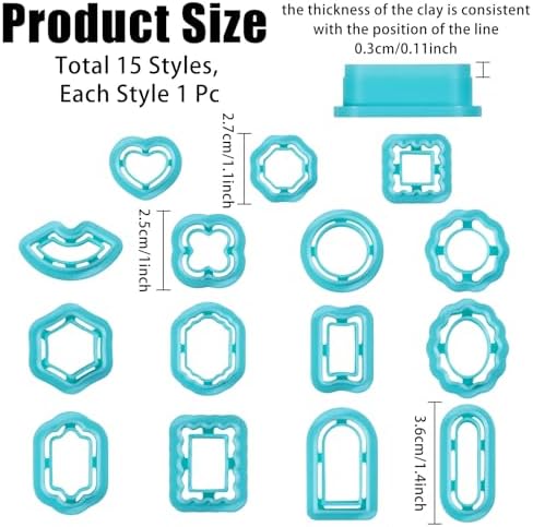ORIGACH 15 Pcs Vintage Frame Polymer Clay Cutters Set - Image 2