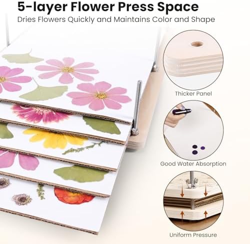 Aboofx Extra Large Flower Press Kit for Adults, Wooden Flower Pressing Kit - Image 3