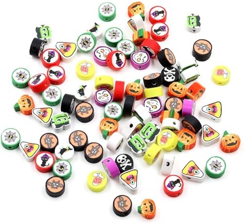 100 Pcs Polymer Clay Beads Heishi Spacer Beads Supplies (Halloween-3) by PEVOGON