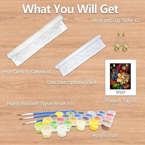 JATOK Paint by Numbers Kit for Adults, Floral Bouquet, 16 x 20 in - Image 6