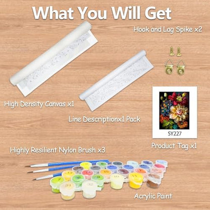 JATOK Paint by Numbers Kit for Adults, Floral Bouquet, 16 x 20 in - Image 6