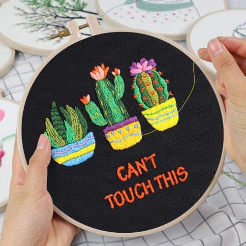 Louise Maelys 3 Pack Funny Cactus Embroidery Kit for Beginners DIY Craft - Image 5